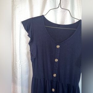 Navy Blue Button Dress